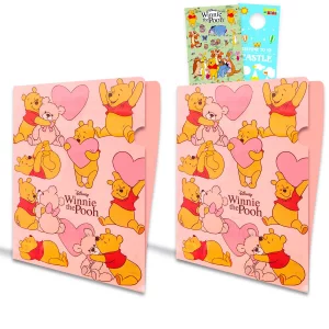 Winnie The Pooh Folders for School - Bundle with 2 Plastic Folders with Pockets Plus Stickers, More | Disney Winnie The Pooh School Supplies for Girl