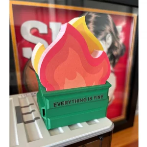 Garbage Can Fire Sticky Notes Office Supplies Flame Notepads Desk Accessories Funny White Elephant Gifts for Coworker Boss Teacher Women Men Adult 30