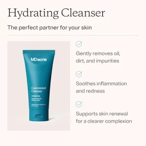 MDacne Hydrating Facial Cleanser with Salicylic Acid 0.5% - Acne Treatment with Plant-Based Ingredients to Remove Dirt & Oil, Protect Skin & Unclog P