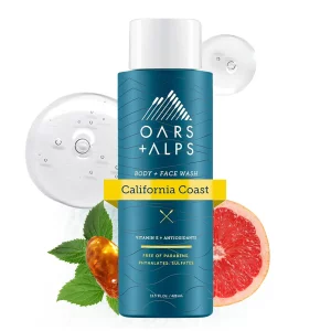 Oars + Alps Body Wash for Men, Mens Body Wash & Face Cleanser with Vitamin E & Antioxidants, Moisturizing, Paraben & Sulfate Free Cleanser, Californi