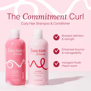 Function of Beauty Curly Hair Shampoo & Conditioner Set - Sulfate-Free Shampoo & Conditioner Duo for Natural Curls & Bounce - Curl Defining, Hydratin