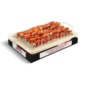 Bacon Tray - 2-Piece Set - Marble Coating - Durable, Non-Stick Cooking Tray for Bacon - White Stone Tray and Carbon Steel Rack