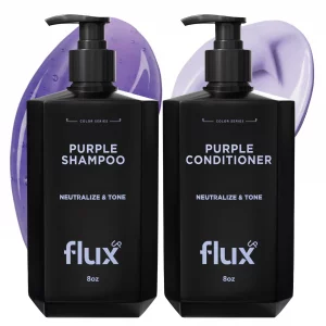 FLUX UP Purple Shampoo and Conditioner for Blonde Hair Women & Men - Blonde & Silver Hair Toning - Anti-Brass Sulfate Free Shampoo and Conditioner - 