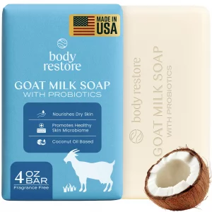 Body Restore Goat Milk Soap Bar - Mothers Day Gifts for Mom, Natural Moisturizing Body Soap with Probiotics, Birthday Gifts for Women, Self Care - Fr