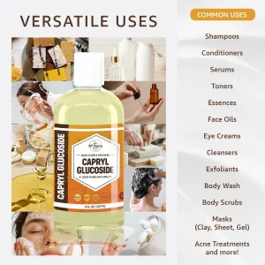 33RD PARALLEL SOAP CO. Capryl Glucoside Liquid Surfactant (16 oz) - Caprylyl Natural, Plant Derived, DIY Skin Care - Facial Cleansers, Body Washes, S