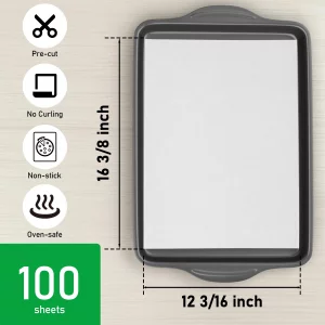 EcoDispose Non-Stick Precut Parchment Paper Baking Sheets Half Pan liner for Bake (12-3/16