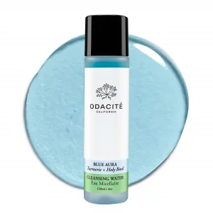 Odacit Facial Cleanser with Foam - Blue Aura Cleansing Water Facial Wash with Neem, Holy Basil & Turmeric - No-Rinse Micellar Water Removes Pollutio