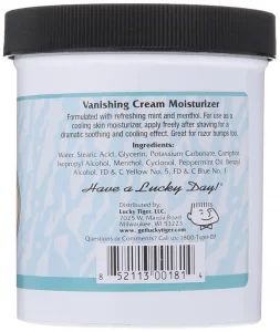 Lucky Tiger Sandahls Vanishing Cream (12 oz) - Classic Cooling Aftershave for Men & Face Moisturizer - Menthol & Peppermint Oil Fast-Absorbing After