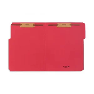 50 Red Fastener File Folders - 1/3 Cut Reinforced Tab - Durable 2 Prongs Bonded Fastener Designed to Organize Standard Medical Files, Law Client File