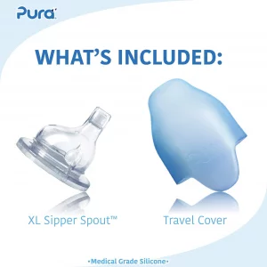 Pura Kiki 9oz/260ml Stainless Steel Insulated Sippy Bottle w/Sleeve, Plastic-Free, MadeSafe Certified, Medical-Grade Silicone Sipper Spout Fast Flow 