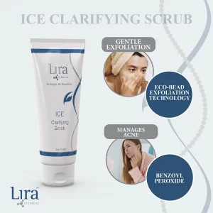 Lira Clinical ICE Clarifying Face Scrub - Soothing & Exfoliating Scrub with Echinacea Plant Stem Cells & Botanical Extracts - Eco-Bead Technology - A