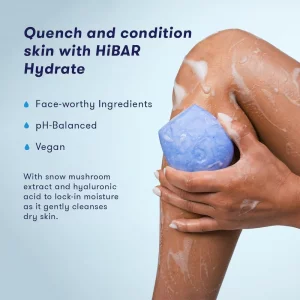 HIBAR - Hydrate Solid Body Wash Bar - Moisturize & Quench - Snow mushroom and hyaluronic acid - Daily Use & Sensitive Skin - Plastic, Paraben & Soap-