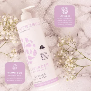 Purezero Lavender & Vitamin E Body Wash - 20 oz Calms and Invigorates Skin, Leaves Skin Hydrated and Moinsurized