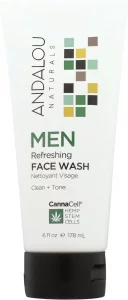 Andalou Naturals Men Refreshing Face Wash with CannaCell, 6 Ounces