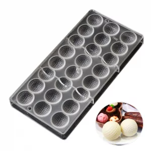 GRAINRAIN Polycarbonate Chocolate Mold DIY Candy Mould Clear Hard Plastic Bakeware Pastry Tools (Small Golf Ball 19310)