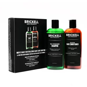 Brickell Men's Daily Revitalizing Hair Care Routine, Shampoo and Conditioner Set For Men, Mint and Tea Tree Oil Shampoo, Strength and Volume Enhancin