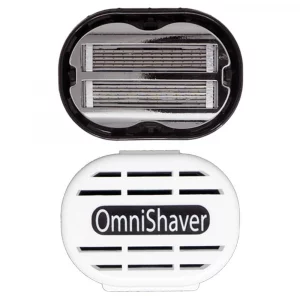 Premium Omnishaver with White Travel Case - The Fastest Way to Shave Head, Legs, Arms, Body | an Alternative to Disposable Shaving Razors Self Cleans