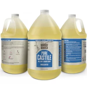 BAMBOO AND BIRCH Pure Castile Soap Liquid, Certified Palm Oil Free Natural Soap, Unscented, 64 oz