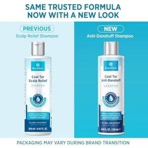 RoyceDerm Coal Tar Dandruff Shampoo: Extra Strength 2% Coal Tar Extract Medicated Gel for Rapid Scalp Hair Relief targets dandruff, psoriasis, and se