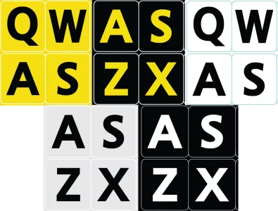 5 Five English US Large Print Bold Letters Keyboard Stickers 5 Colors in ONE Order