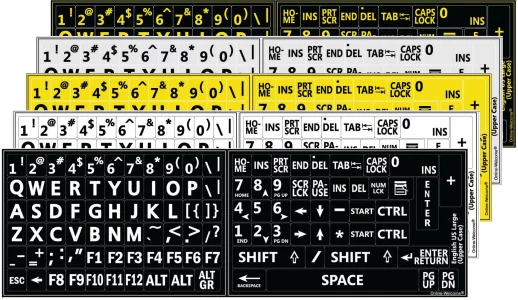 5 Five English US Large Print Bold Letters Keyboard Stickers 5 Colors in ONE Order