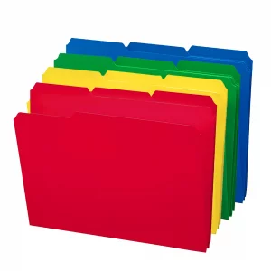 Smead Poly File Folder, 1/3-Cut- Tab Letter Size, Assorted Colors, 24 per Box (10500)