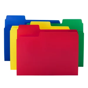 Smead Poly File Folders, SuperTab, 1/3-Cut Tabs, File Folders Letter Size, Assorted Primary Colors, Office Supplies, School Supplies, 12 Count (10516