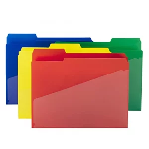 Smead Poly File Folders with Pockets, Folders for Documents, 1/3-Cut Tabs, File Folders Letter Size, Office Supplies, School Supplies, Set of 12 (105