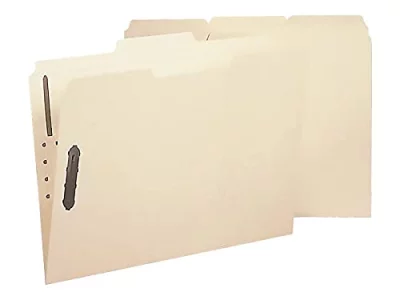 Smead Poly Fastener Folder, 2 Fasteners, 1/3-Cut Tab, Letter Size, Manila, Plastic Folders with Fasteners, 24 per Box (10545)