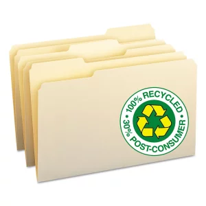 Smead 100% Recycled File Folder, 1/3-Cut Tab, Legal Size, Manila, 100 per Box (15339)