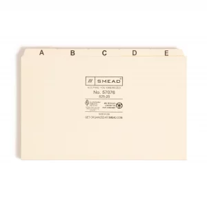 Smead Card Guide, Plain 1/5-Cut Tab (A-Z), 8
