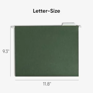Smead Hanging File Folder, 1/5-Cut Adjustable Tab, Letter Size, Standard Green, Hanging Folders for Filing Cabinets, File Organizer Folder, 50 Count