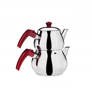 DESTALYA Turkish Teapot Set | Stainless Steel Double Tea Pots for Stove Top | Tea Maker with Strainer | Samovar Style Tea Kettle | Water Heater (Mini
