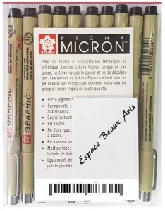 SAKURA Sakura Pigma Micron 10 Fineliners Black 0.4 mm Fine Tip