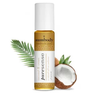 Sumbody All Natural Coconut & Cream Scent Perfume Oil - (10ml) Long Lasting Aromatic Roll On For Women Men Teens Kids Therapeutic Essential Oil Blend