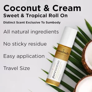 Sumbody All Natural Coconut & Cream Scent Perfume Oil - (10ml) Long Lasting Aromatic Roll On For Women Men Teens Kids Therapeutic Essential Oil Blend