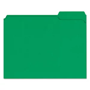 Universal Green Reinforced Top Tab File Folder, Letter Size, 1/3 Cut, Pack of 100