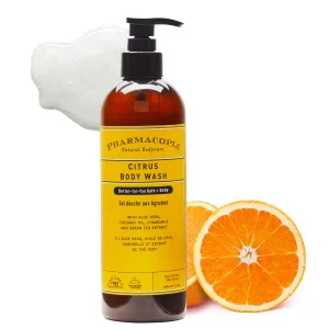 Pharmacopia Citrus Body Wash - Natural Shower Gel, Moisturizing and Nourishing Body Cleanser - Infused with Organic Aloe Vera, Coconut Oil, and Green