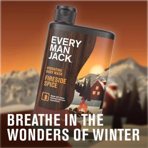 Every Man Jack Hydrating Body Wash - Fireside Spice - Deeply Clean with Glycerin + Naturally Derived Ingredients - 13.5 oz (2 Pack)