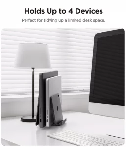 Spigen Vertical Laptop Stand Holder for Desk with Adjustable Dock, 4 Slots Total Fits All MacBook 11
