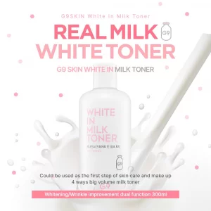 G9SKIN White in Milk Toner - Hydrating & Brightening Facial Toner with Milk Protein and Niacinamide for Soft and Radiant Skin, 300ml / 10.14 Fl.Oz