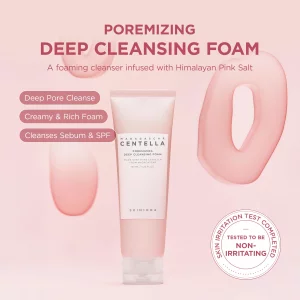 SKIN1004 Poremizing Deep Cleansing Foam, 4.23 fl.oz, 125ml, Makeup Remover, Korean Face Cleanser with Himalayan Pink Salt & Madagascar Centella Asiat