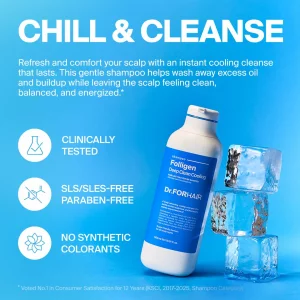 Dr.FORHAIR Folligen Deep Clean Cooling Shampoo | Korean Hair Care | Clarifying & Cooling Scalp Shampoo, Anti Dandruff | For Hair Thickening & Fuller 
