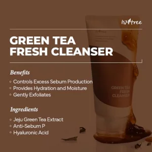 IsNtree Green Tea Fresh Cleanser 120ml 4.05 fl.oz | Green tea extract from Jeju | Contains grind green tea | Mild gel cleanser