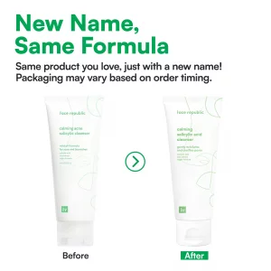 Face Republic Calming Salicylic Acid Cleanser 100ml 3.38 fl oz | Acne Care, Low pH Gel Foam | Calming, Clarifying, Oil Control | Salicylic Acid, Cent