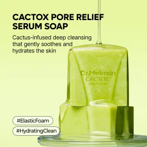 Dr.Melaxin Cactox Pore Relief Serum Soap - Deep Cleansing Hydrating Facial Bar with Cactus Extract, Panthenol & Hyaluronic Acid, Elastic Foam Face Cl