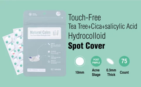 EZ Touch Acne Pimple Patch(75 Patches) New Normal Easy & Clean Innovative Patch, Natural Calm 10mm 75ea