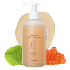 HEVEBLUE Salmon Fruity Centella Body Wash - Sensitive Skin, Korean Skincare, Bodycare, Hypoallergenic, Allergen-free Fragrance, PDRN, Salmon PDRN, Mo