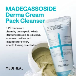 Mediheal Derma Cream Pack Cleanser [Madecassoside] - 1 Minute Mask to Foam Cleanser - Deep Cleansing & Pore Cleansing Effect - Smooth Texture Care - 