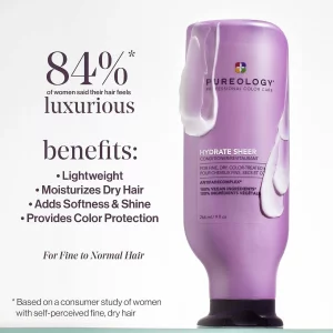 Pureology Hydrate Sheer Conditioner - Lightweight Hydrating Conditioner For Fine, Dry, Color-Treated Hair